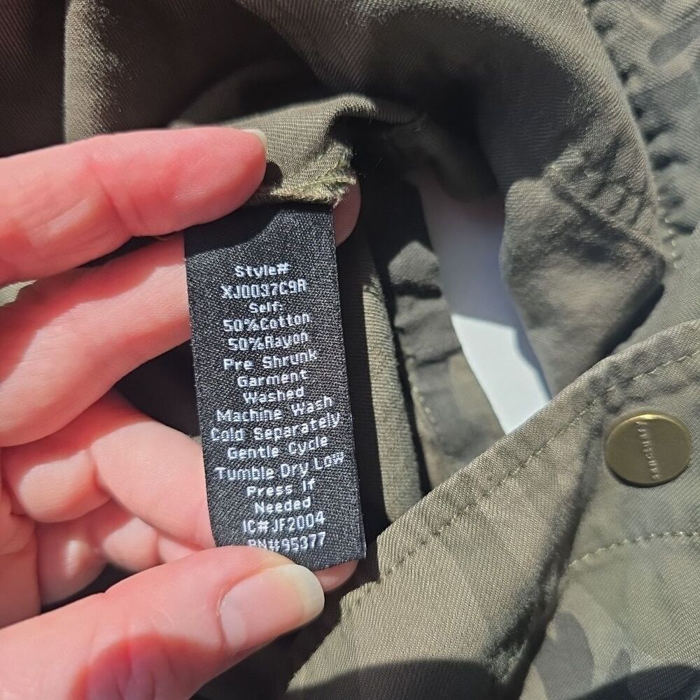 Sanctuary Hoodie Jacket Women's Camo Top w/ Snaps, Pockets L/S Green L - Picture 7 of 9